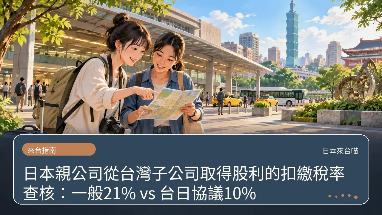 日本親公司從台灣子公司取得股利的扣繳稅率查核:一般21% vs 台日協議10%主題插畫