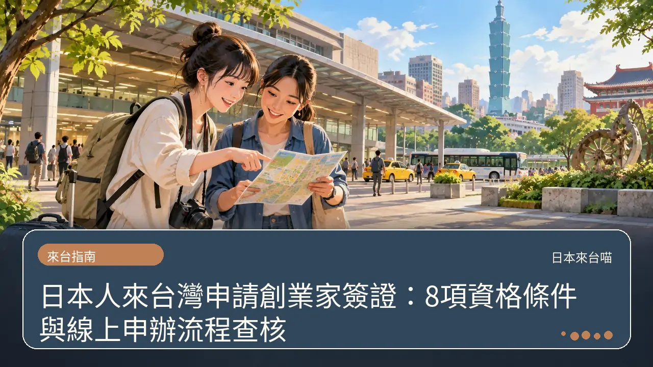 日本人來台灣申請創業家簽證:8項資格條件與線上申辦流程查核主題插畫