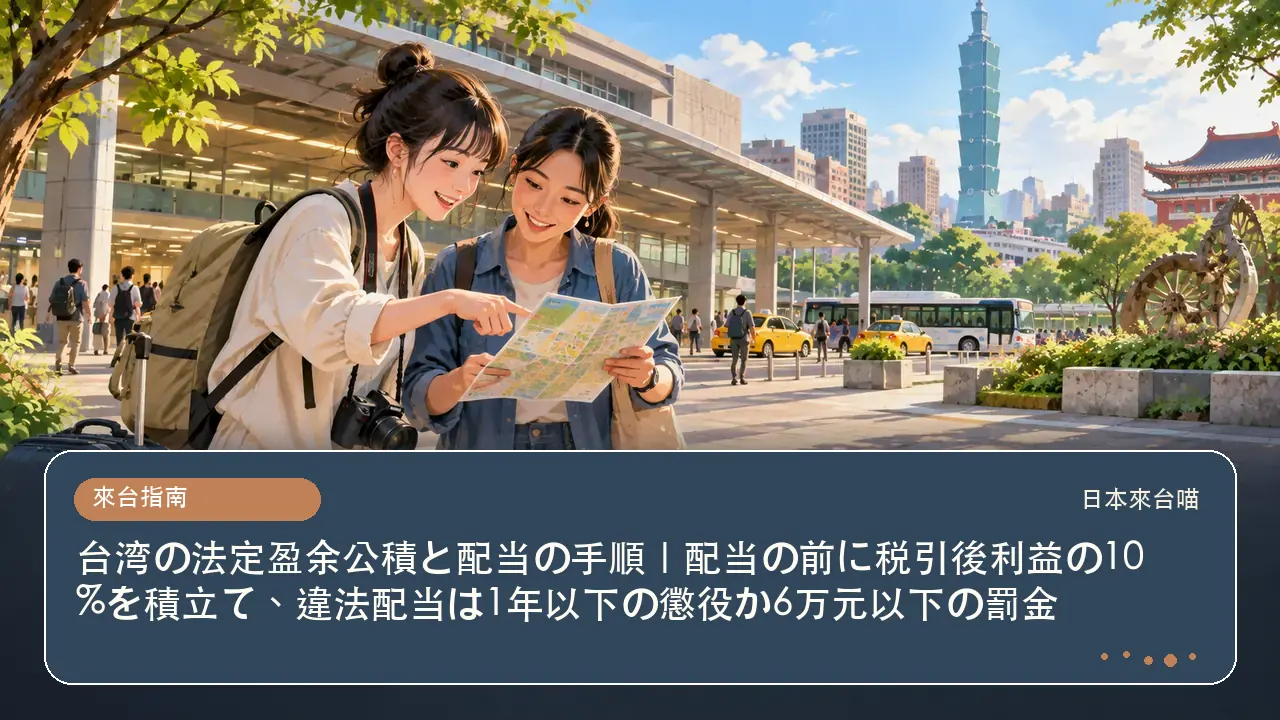 台湾の法定盈余公積と配当の手順｜配当の前に税引後利益の10%を積立て、違法配当は1年以下の懲役か6万元以下の罰金主題插畫