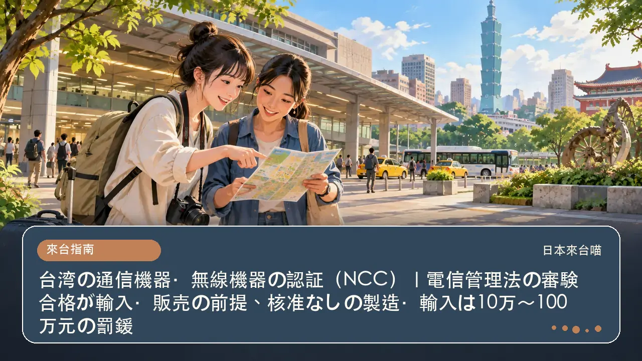 台湾の通信機器・無線機器の認証（NCC）｜電信管理法の審験合格が輸入・販売の前提、核准なしの製造・輸入は10万〜100万元の罰鍰主題插畫