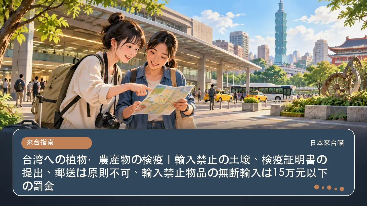 台湾への植物・農産物の検疫｜輸入禁止の土壌、検疫証明書の提出、郵送は原則不可、輸入禁止物品の無断輸入は15万元以下の罰金主題插畫
